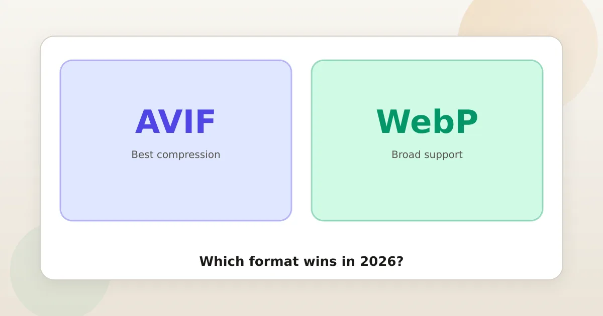 AVIF versus WebP comparison illustration for web image formats